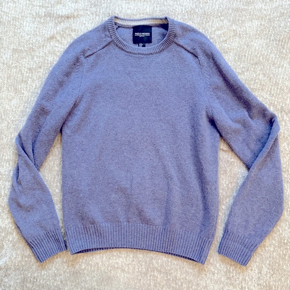 Paolo‎ Mondo Italian Merino Wool & Cashmere Crewneck Sweater Blue Gray Men’s M